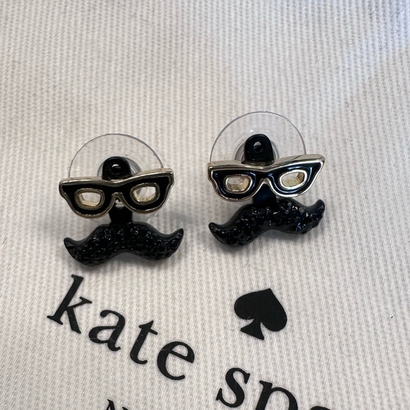 Pre-owned excellent condition Kate Spade mustache/glasses earrings - Picture 3 of 4